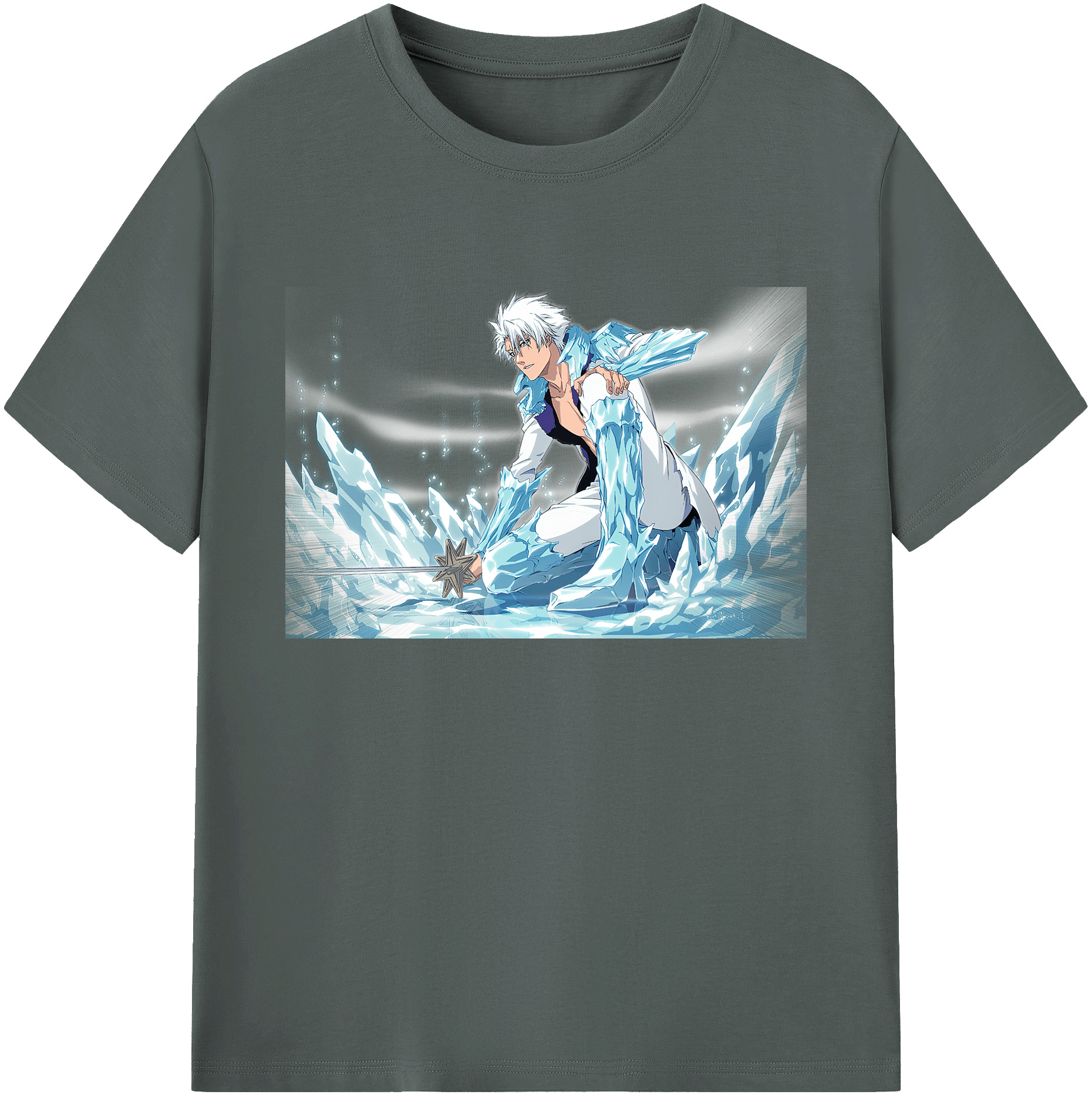 （画像用） ブリーチ 日番谷冬獅郎（ひつがや とうしろう） BLEACH Hitsugaya Toushirou 綿100％ メンズ半袖Tシャツ｜肌触りやわらか＆通気性